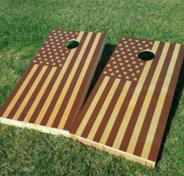 Rental store for Stained Amer Flag Hardwood Cornhole Game in Plymouth MA