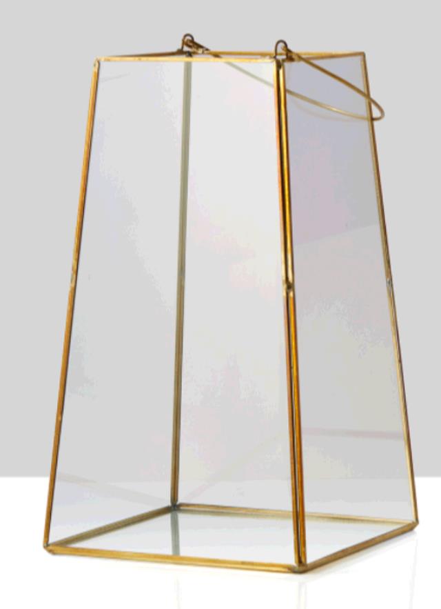 Rental store for Gold Trapezoid Lantern - 7  sq x 12  hg in Plymouth MA