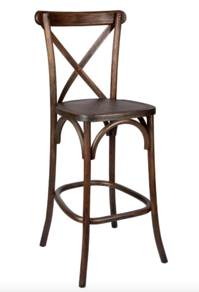 Rental store for CHAIR - CROSSBACK BARSTOOL FRUITWOOD in Plymouth MA